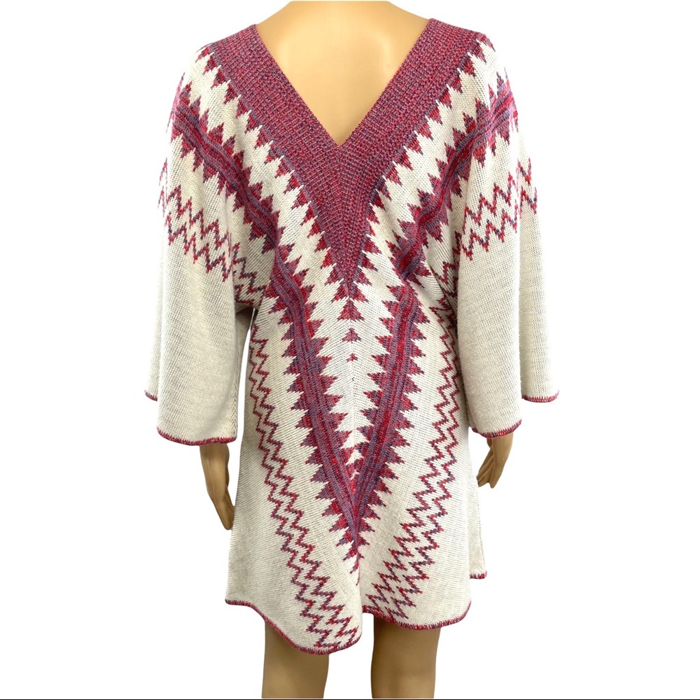 Vntg LeRoy Western Knit Dress Knitwear Cream & Woven Reds Soft EUC - Picture 4 of 12